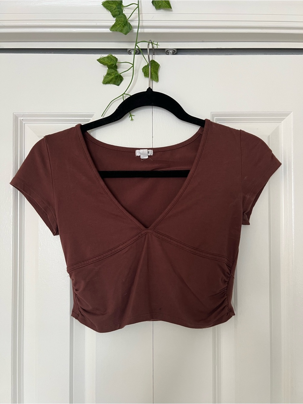 Garage Brown V-Neck Crop Top